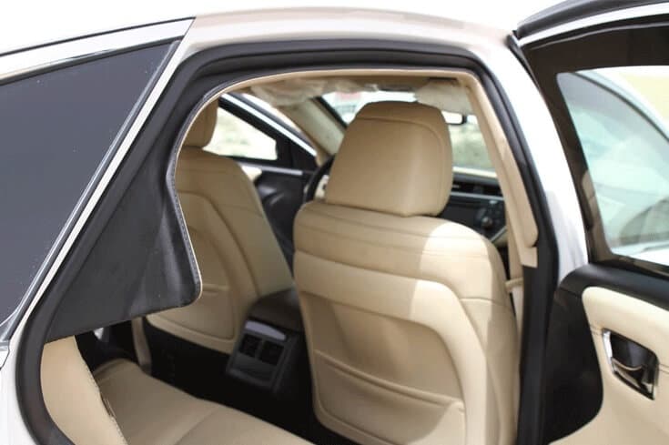 Armored Toyota Avalon rear passenger seats interior view