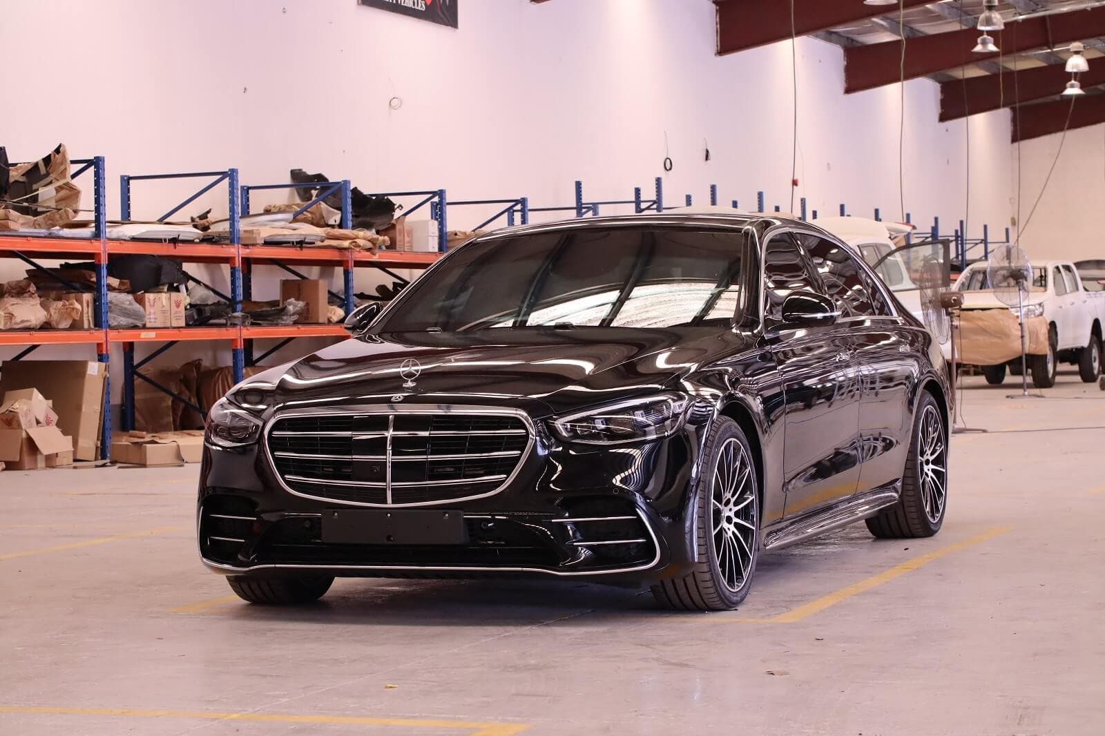 Mercedes-Benz S500 armored luxury sedan front exterior view