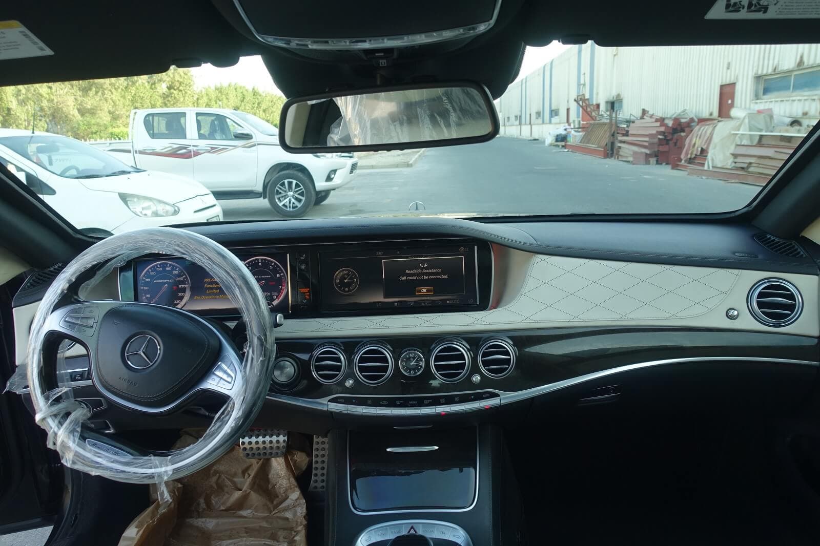 Mercedes S63 AMG armored luxury sedan cockpit interior view