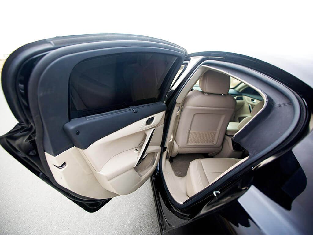 Peugeot 508 armored sedan passenger door open window view