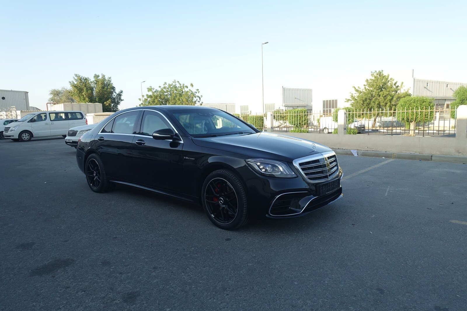 Mercedes S63 AMG armored luxury sedan front right exterior angle