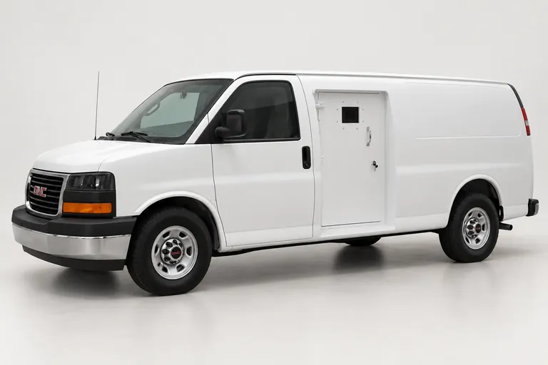 GMC Savana CIT, vue extérieure complète orientée vers la gauche en studio