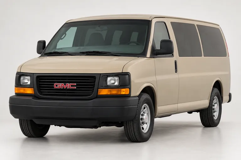 GMC Savana, vue extérieure complète orientée vers la gauche en studio