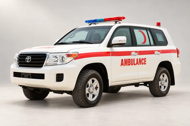 Toyota Land Cruiser Ambulance, vue extérieure complète orientée vers la gauche en studio