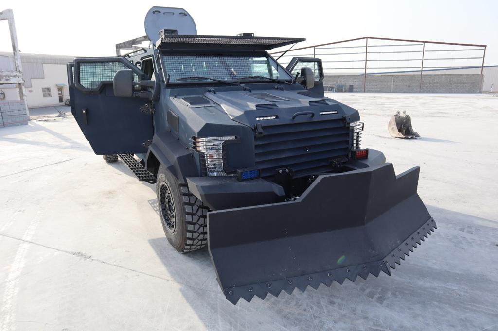 Anti-Riot AV Merkava armored vehicle front doors open view