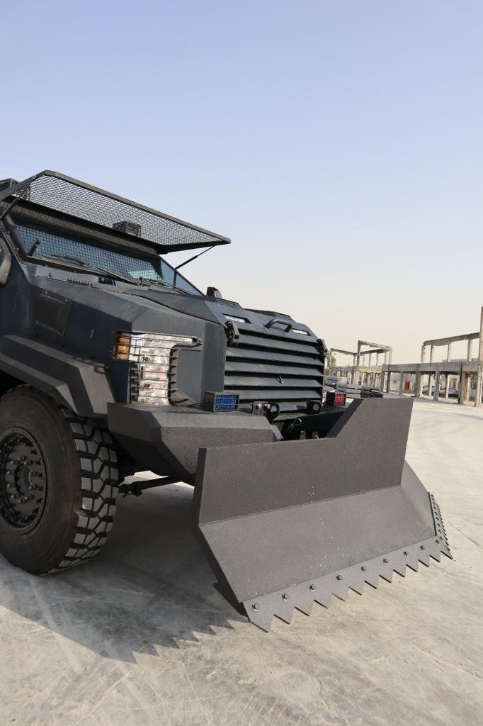 Anti-Riot AV Merkava armored vehicle front plow close detail