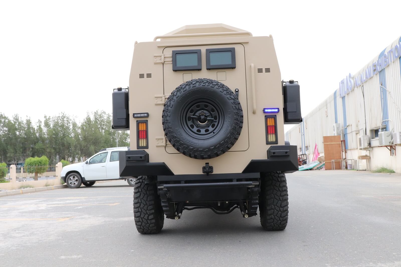 APC 6x6 Tygra rear view with armored troop carrier body