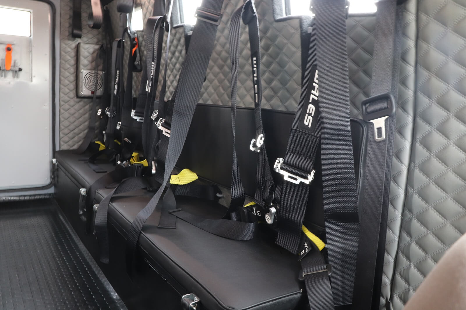 APC 6x6 Tygra interior seating for protected personnel transport