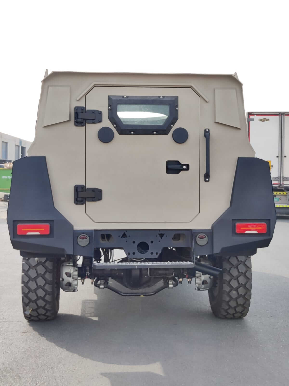 APC Mono-Q 4x4 armored personnel carrier rear exterior view