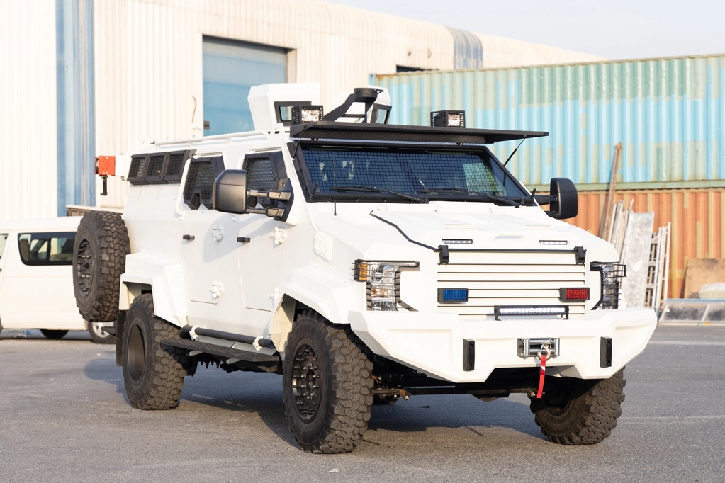 APC Shark White armored personnel carrier front left exterior angle