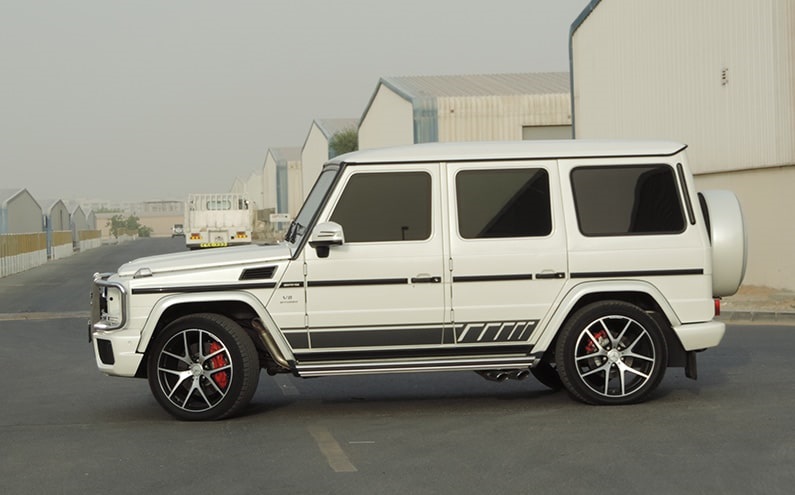 Mercedes-Benz AMG G63 White armored SUV left side exterior view