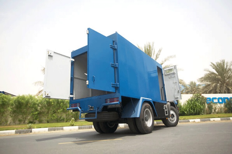 Armored Mercedes-Benz Actros cash transport rear exterior view