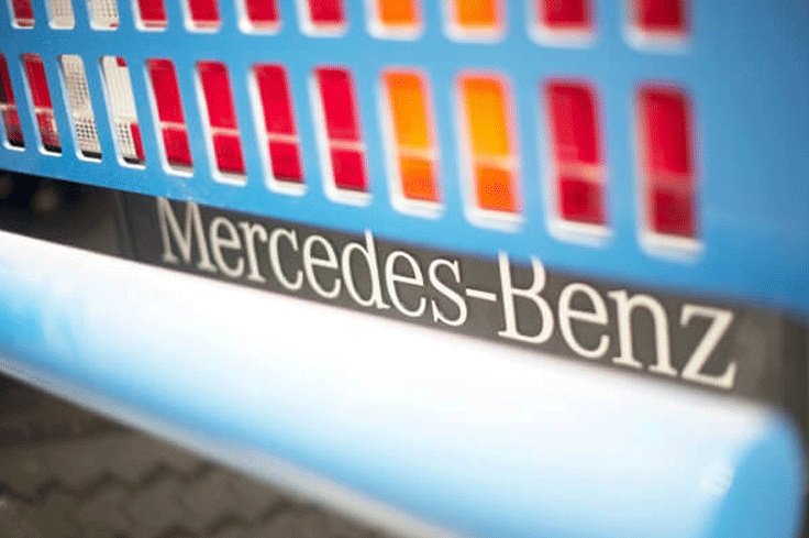 Armored Mercedes-Benz Actros cash transport badge detail