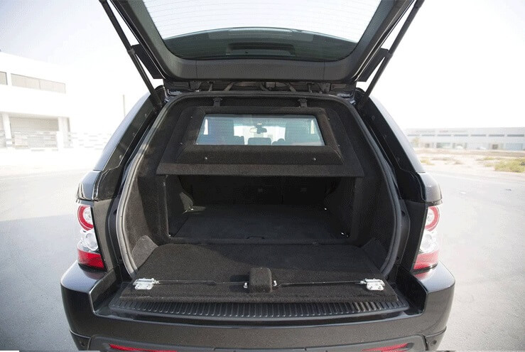 Land Rover Range Rover blindé - coffre ou compartiment arrière, détail du blindage