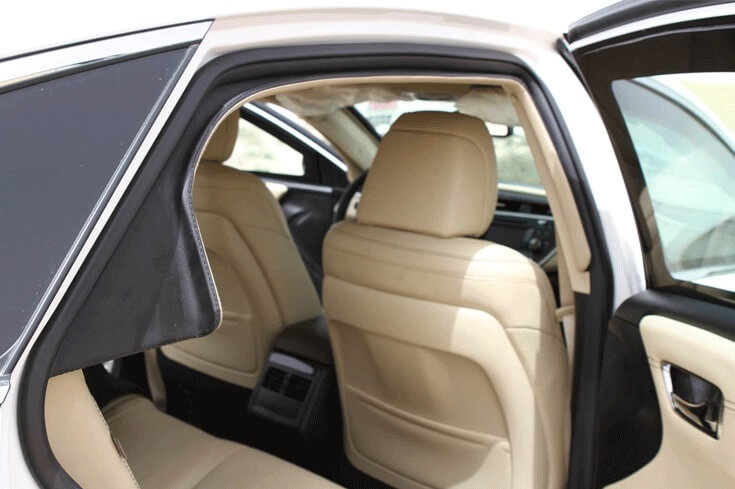 Armored Toyota Avalon rear passenger seats interior view