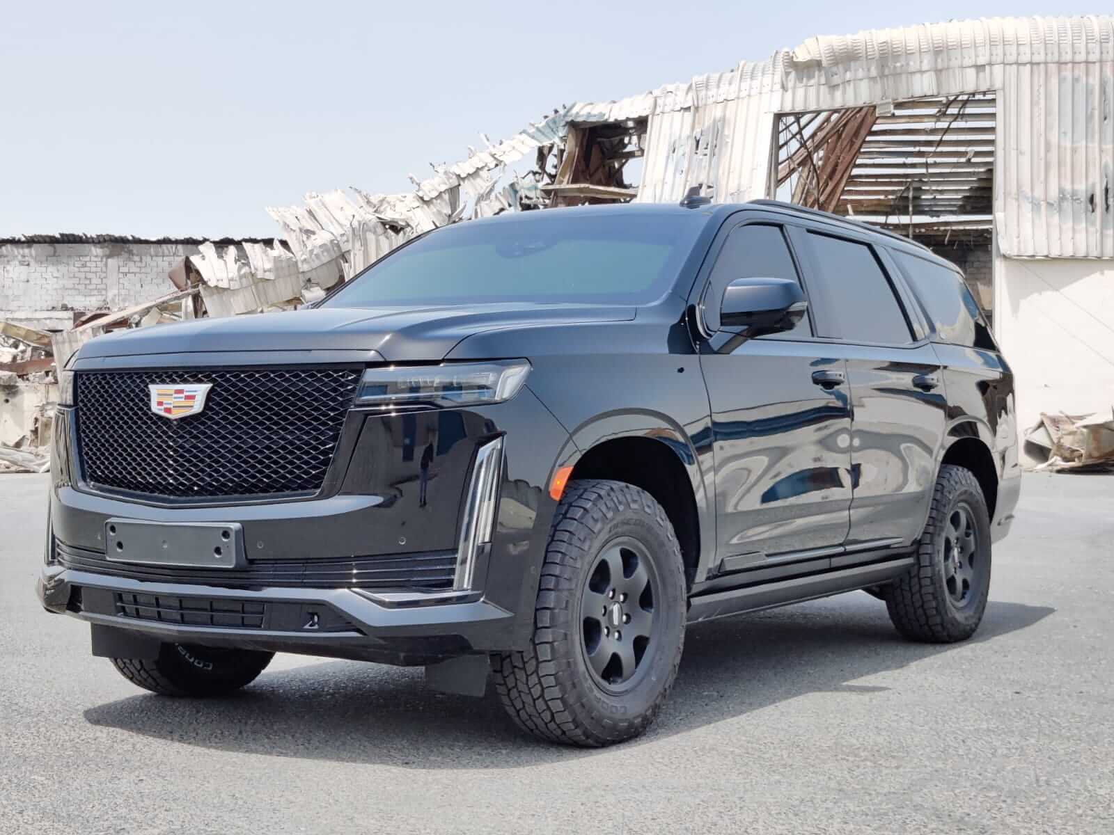Cadillac Escalade armored luxury SUV front right exterior angle