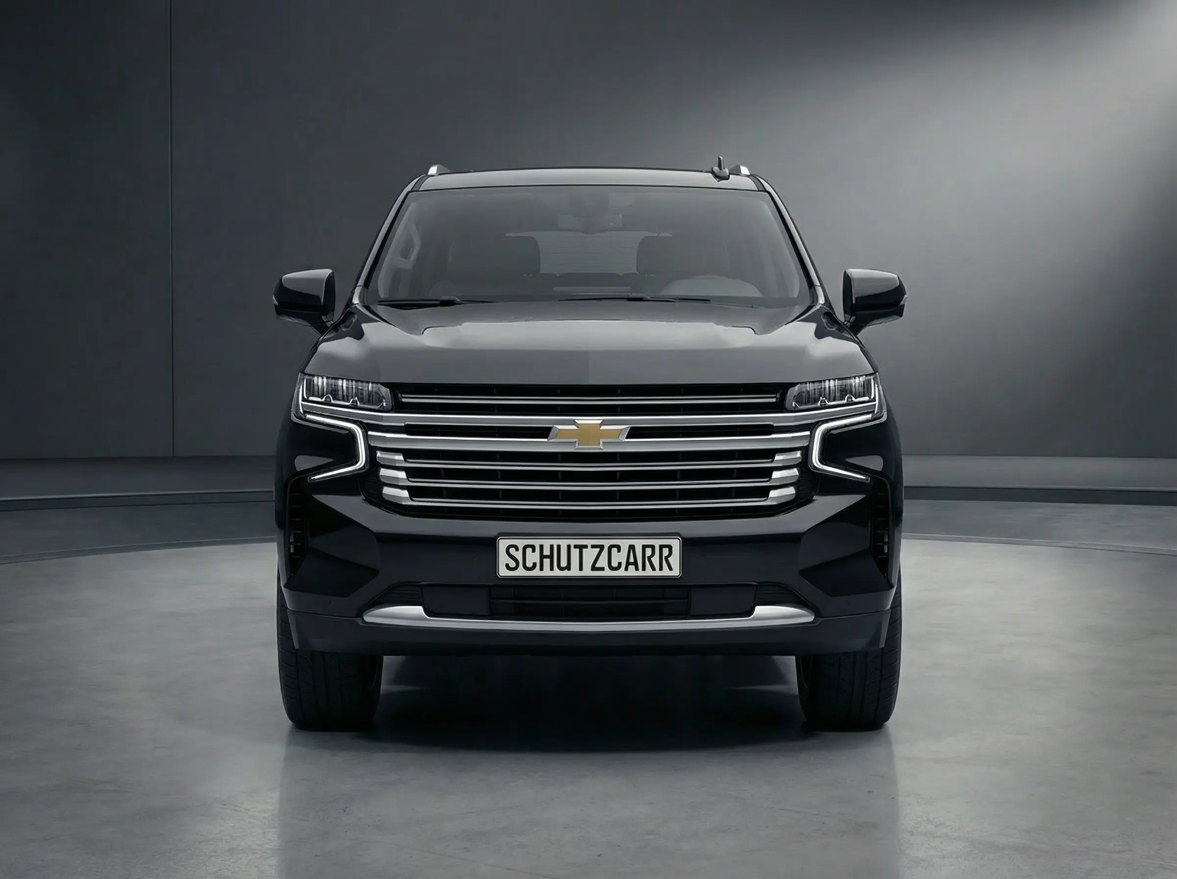 SUV Chevrolet Suburban blindé, vue extérieure complète de face
