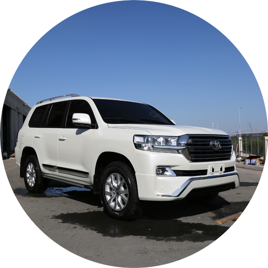Armored Toyota Land Cruiser company vehicle exterior view