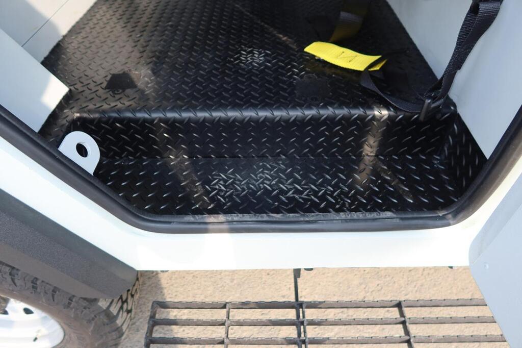 Diamond plate flooring in LC79 Troop Carrier with safety tether