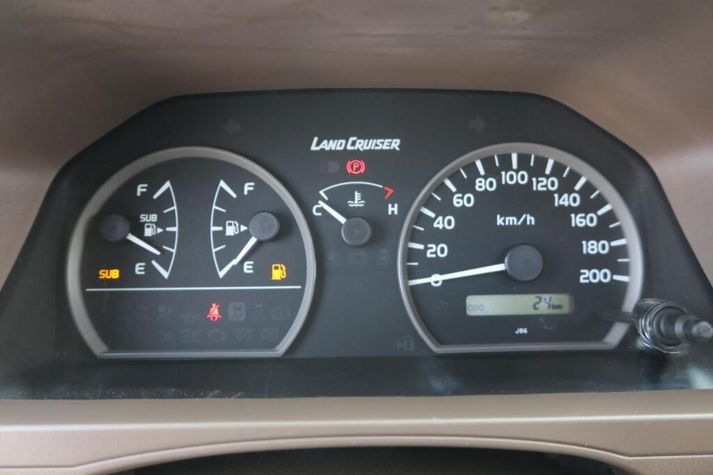 Land Cruiser 79 instrument cluster showing odometer reading of 24 kilometers