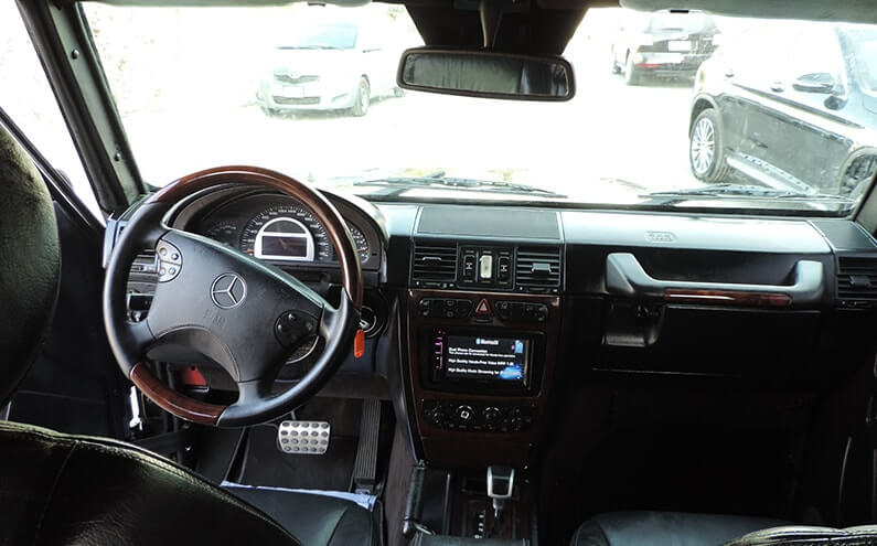 Mercedes-Benz AMG G55 Black armored SUV cockpit interior view