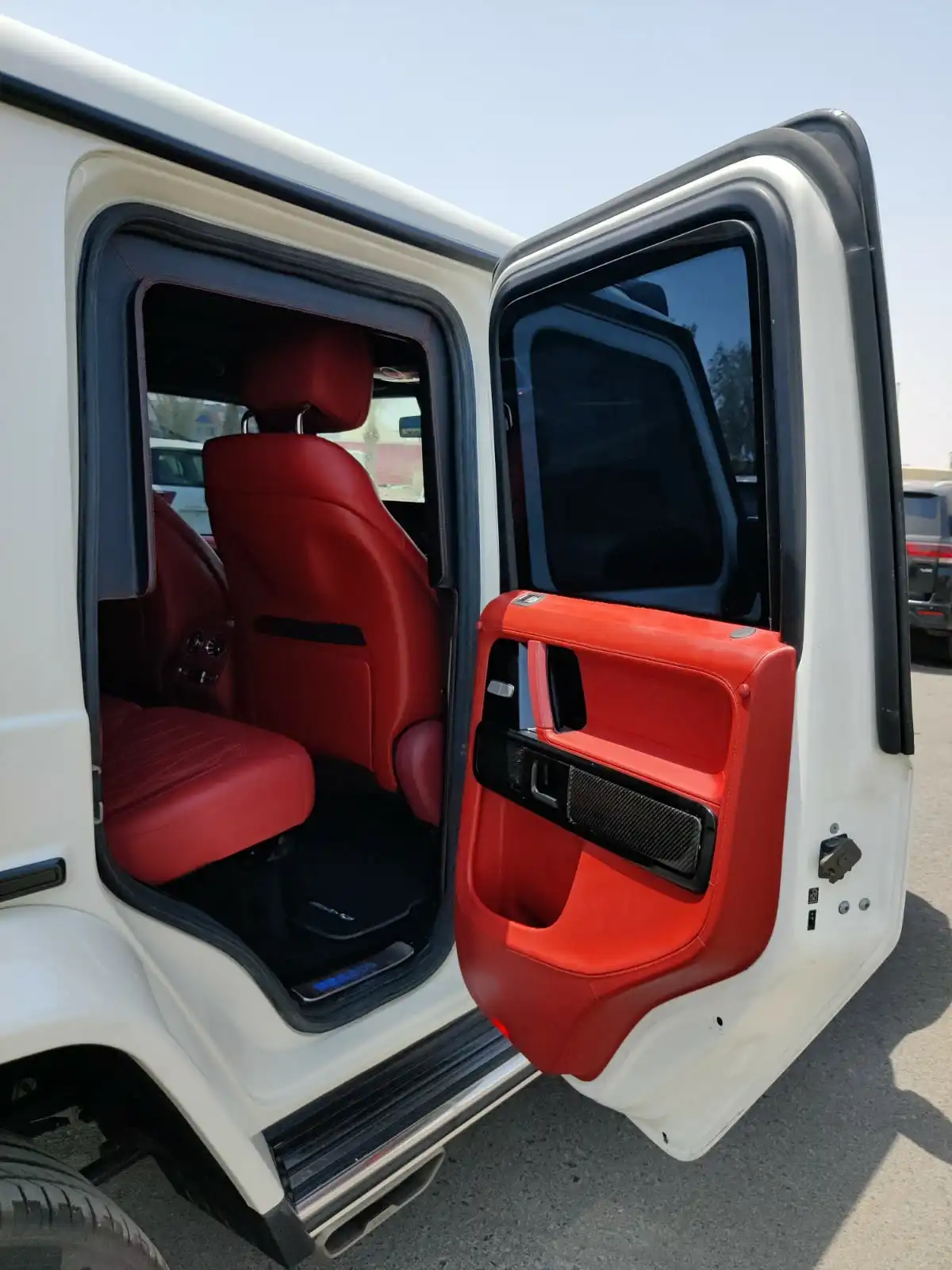 MERCEDES-BENZ-BRABUS-G63-800-WHITE-right-side-back-passenger-door-open