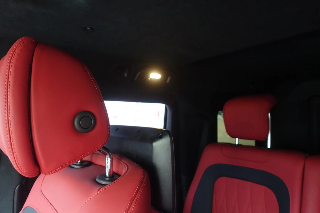 Mercedes-Benz G63 AMG Black armored SUV rear seat lighting detail