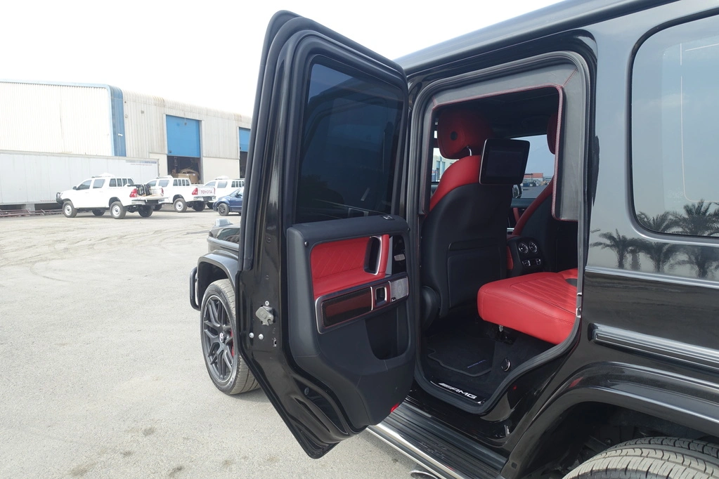 Mercedes-Benz G63 AMG Black armored SUV right passenger door open view