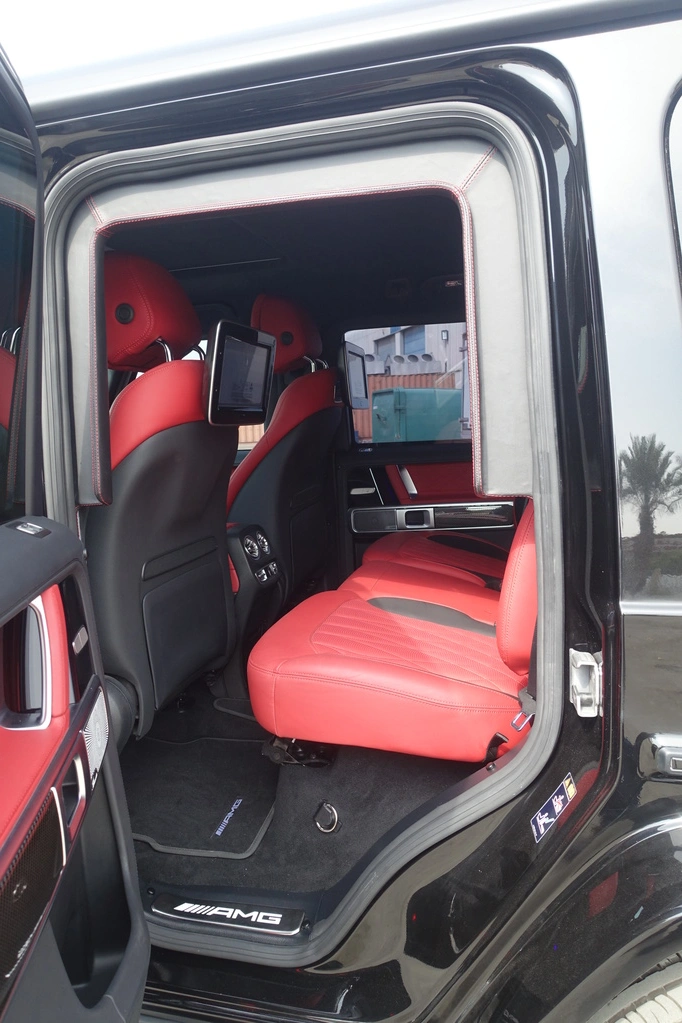 Mercedes-Benz G63 AMG Black armored SUV right passenger door open detail