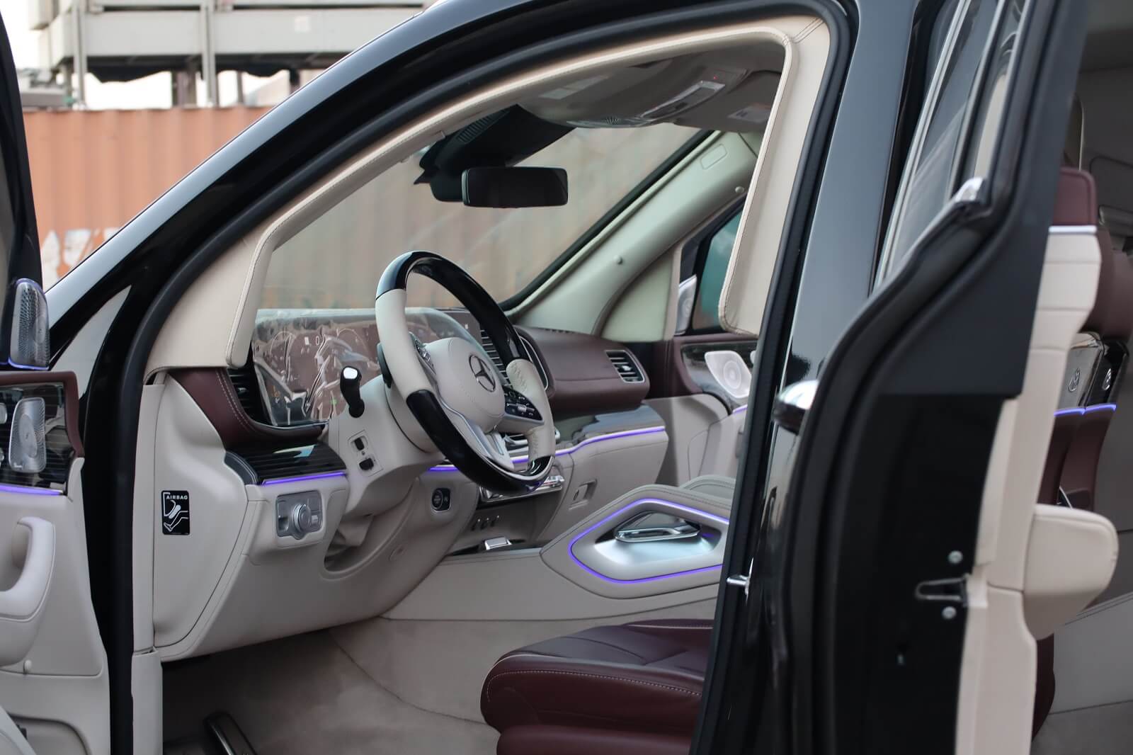 Mercedes Maybach GLS 600 armored luxury SUV driver cockpit view