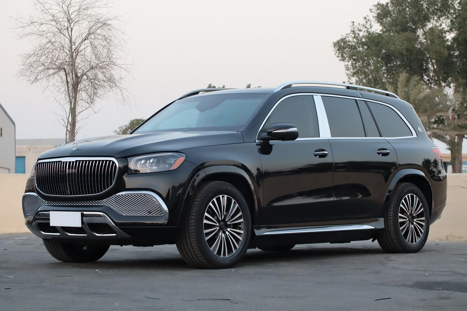 Armored Mercedes-Maybach luxury vehicle viewed from the front
