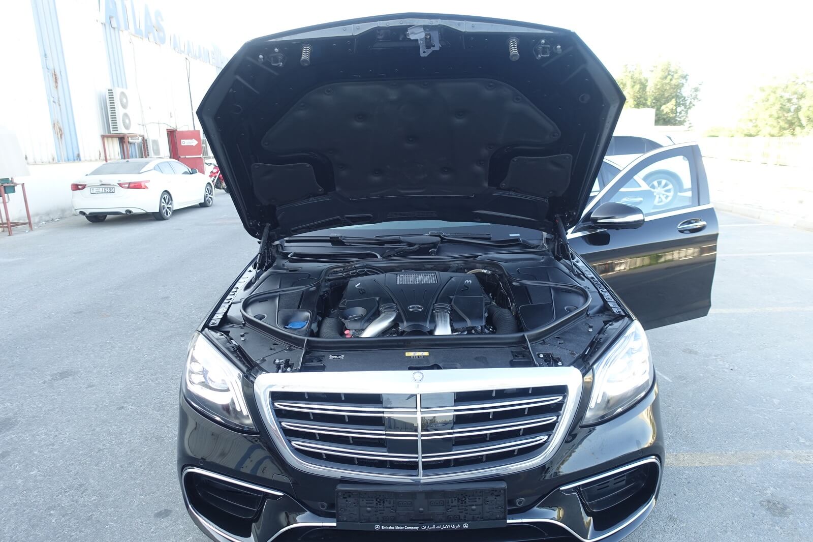 Mercedes-Benz S-Class armored luxury sedan engine bay view