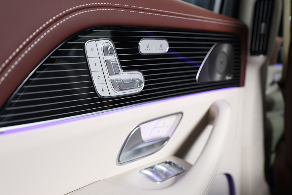 Maybach GLS 600 non-armored interior detail with luxury upholstery