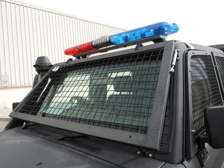 Police light bar detail on roof of armored LC79 Troop Carrier