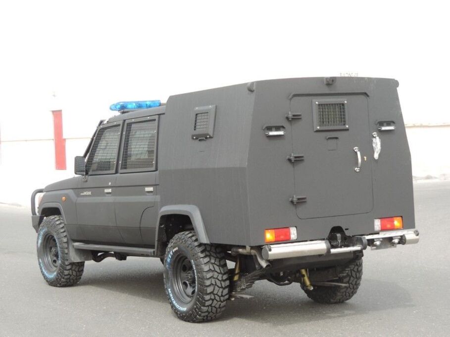 Rear 3_4 view of LC79 Tactical Transport with reinforced security module