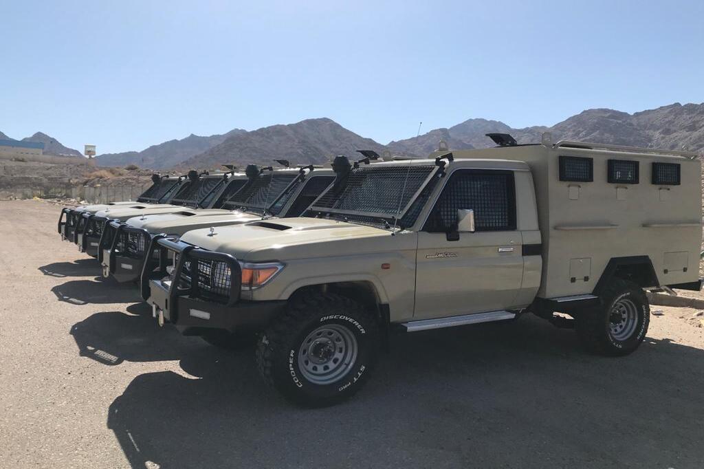 Armored Toyota Land Cruiser security vehicles prepared for regional deployment