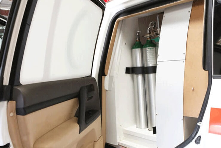 Toyota Land Cruiser armored ambulance oxygen tank storage space