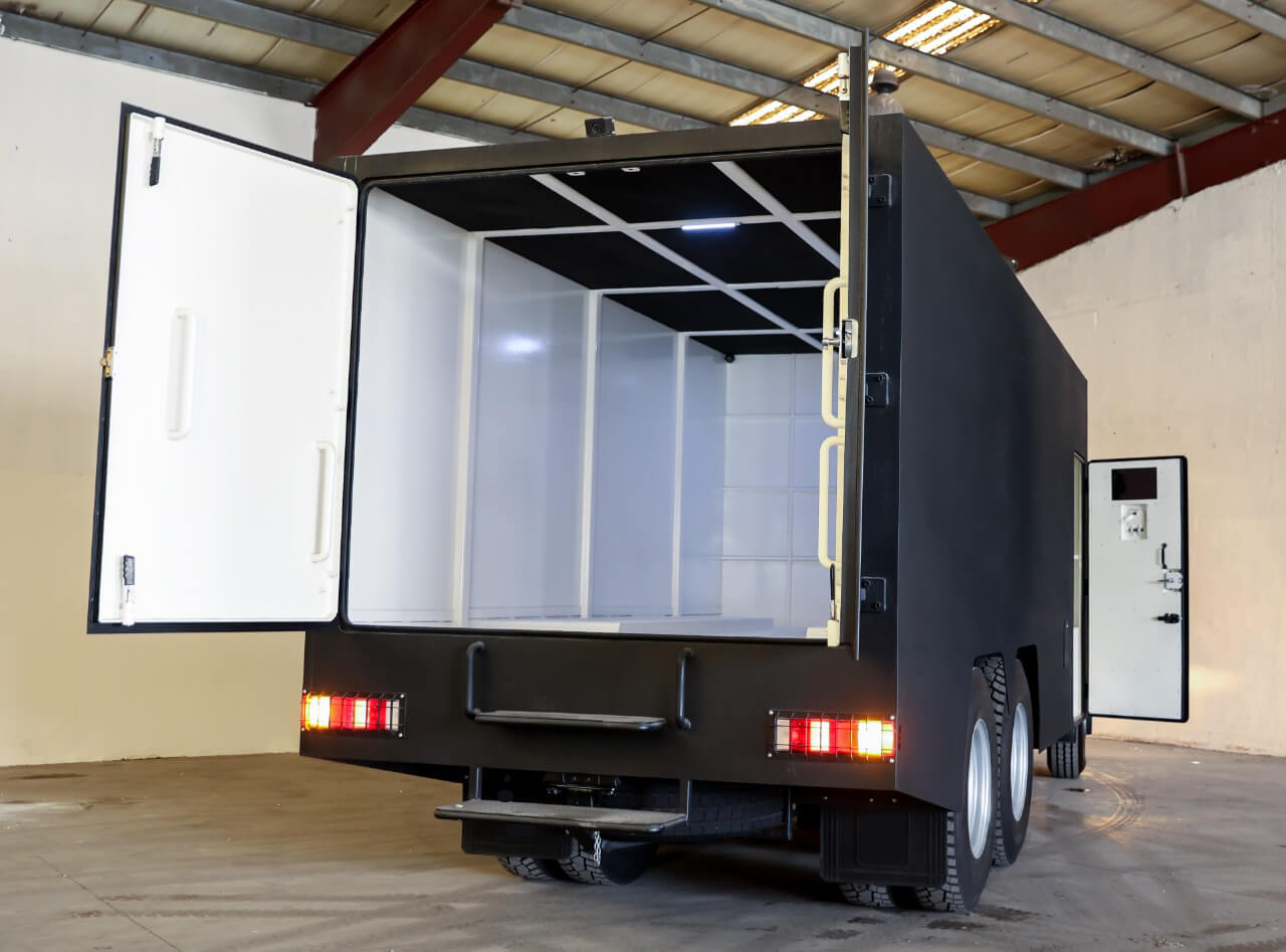 Central Bank CIT rear doors and passenger doors open for protected access