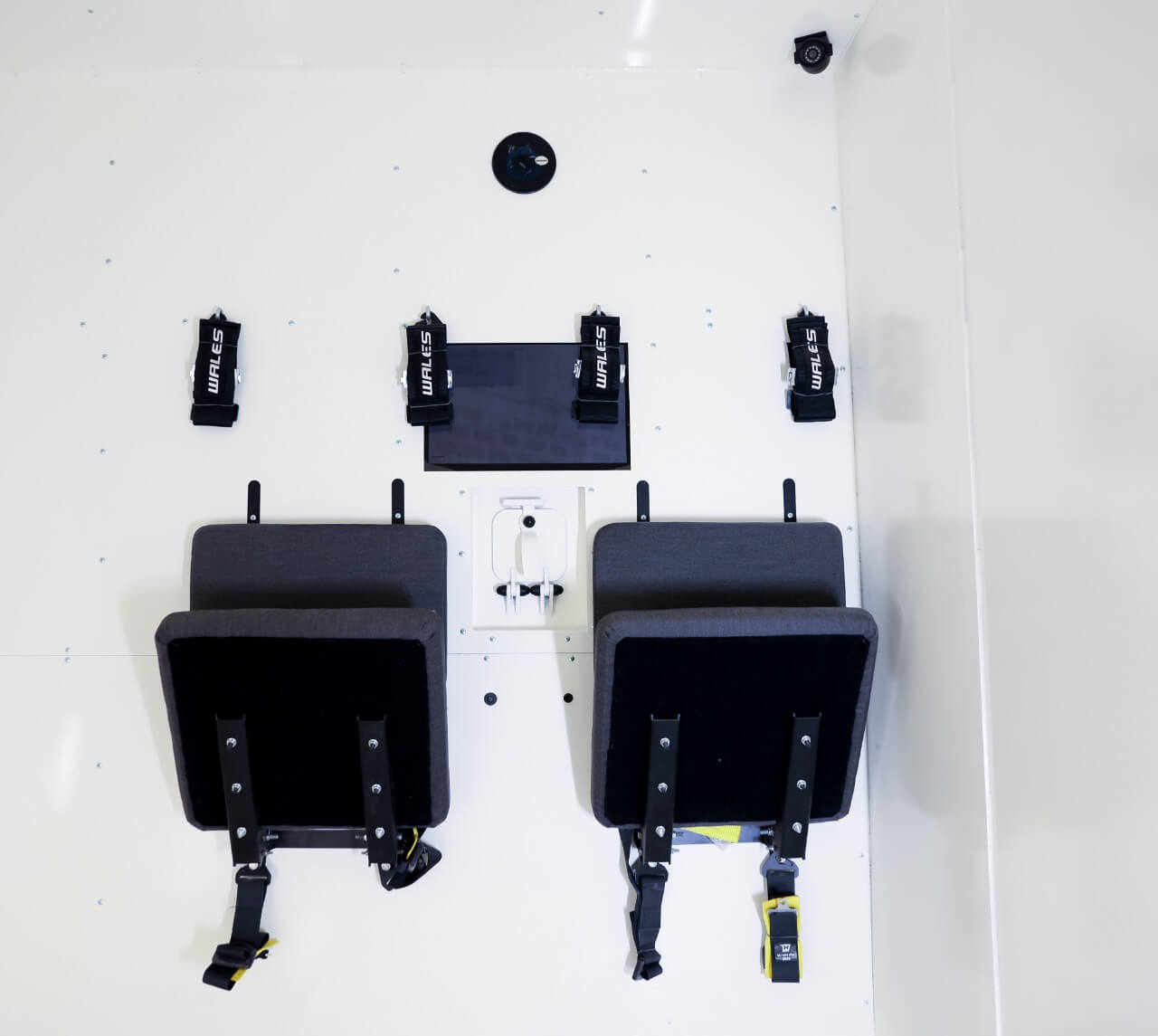 Central Bank CIT cash box seating inside armored cash-in-transit vehicle