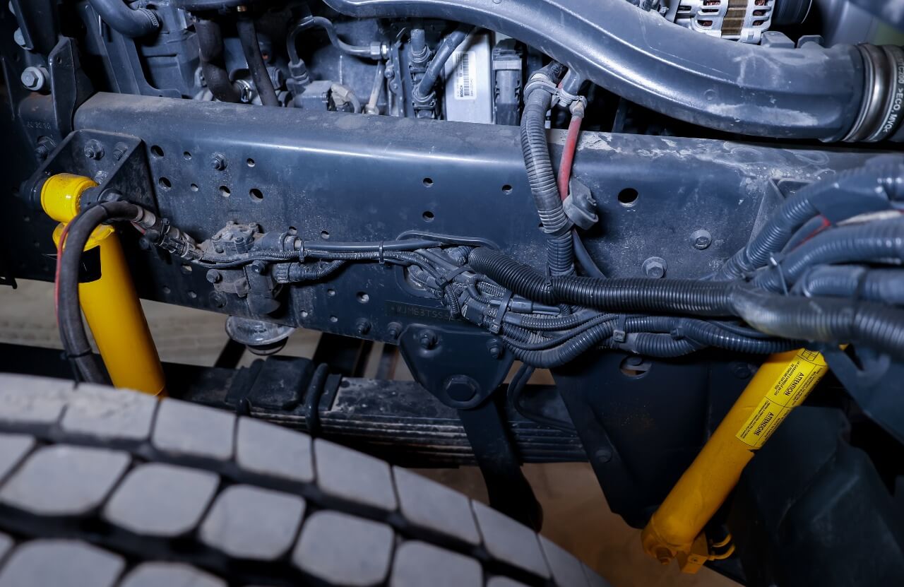 Central Bank CIT brake and tire detail for armored cash transport vehicle