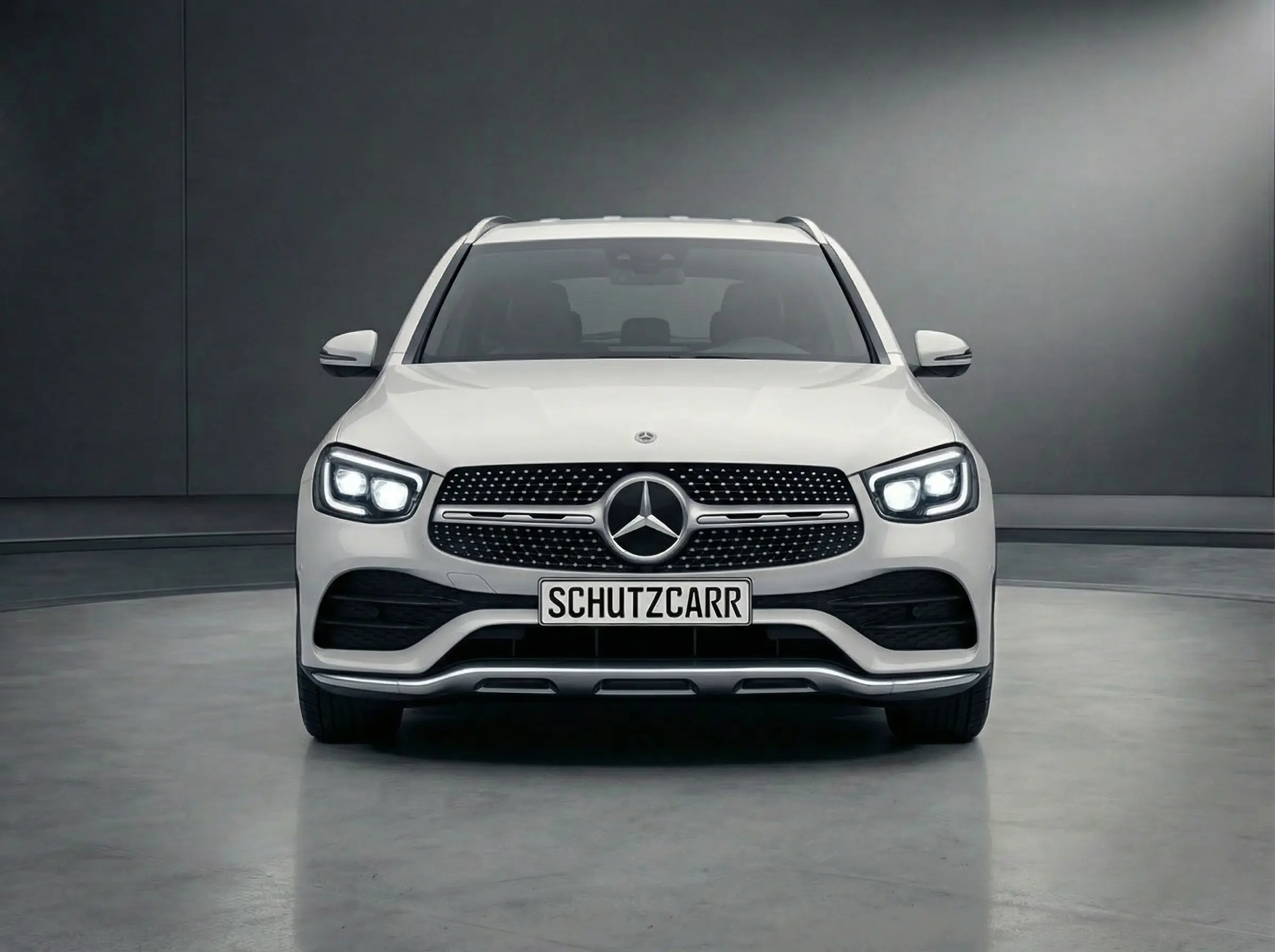 Mercedes - Benz GLC 250 White blindé - vue avant, profil latéral