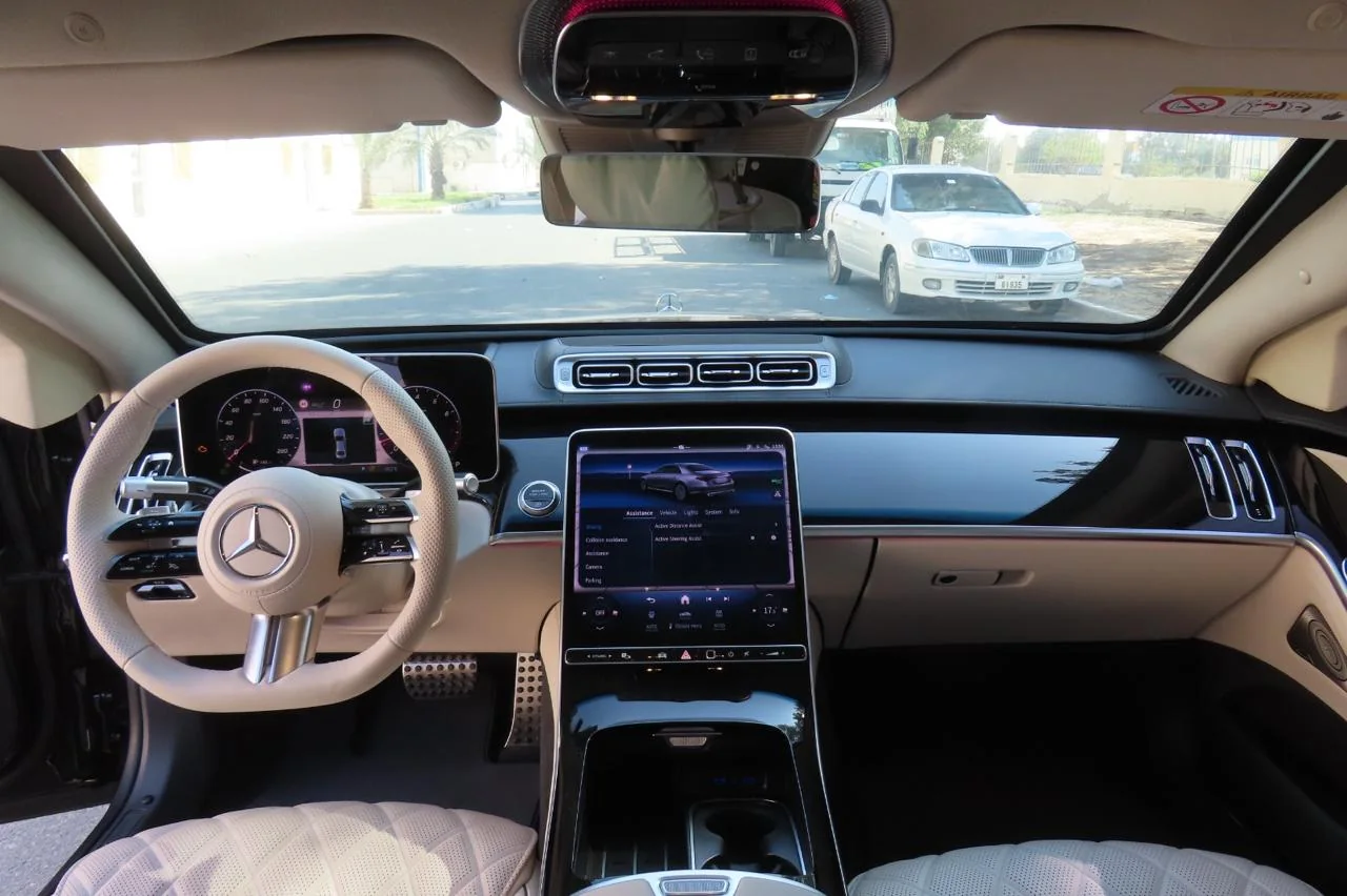 Mercedes-Benz S500 armored luxury sedan dashboard cockpit