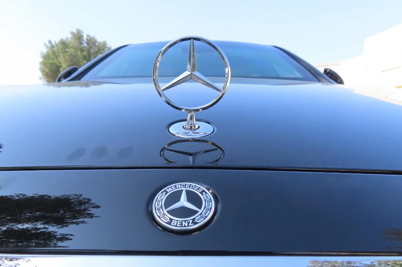 Mercedes-Benz S-Class armored luxury sedan hood emblem detail