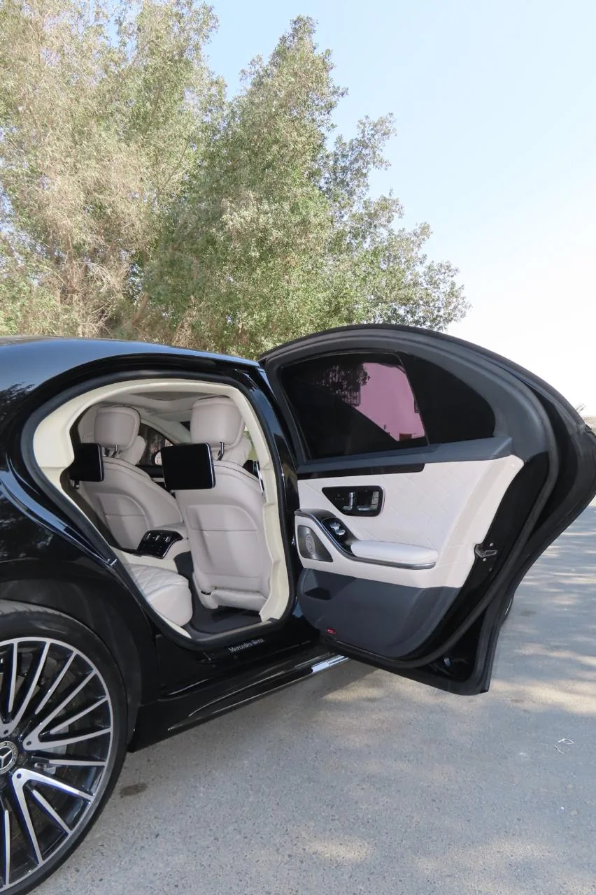 Mercedes-Benz S-Class armored luxury sedan rear passenger door interior