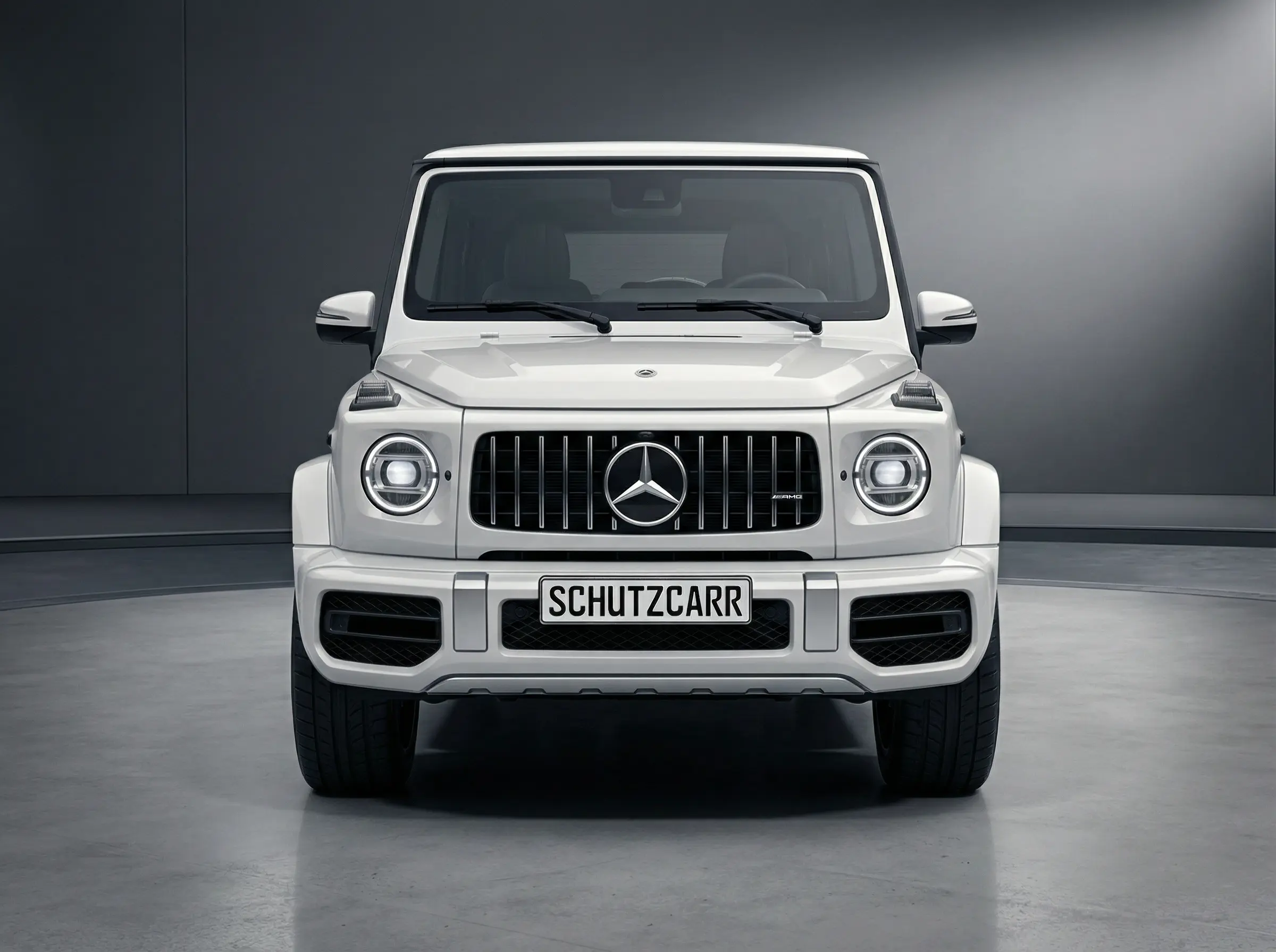 mercedes g63 amg white facing front