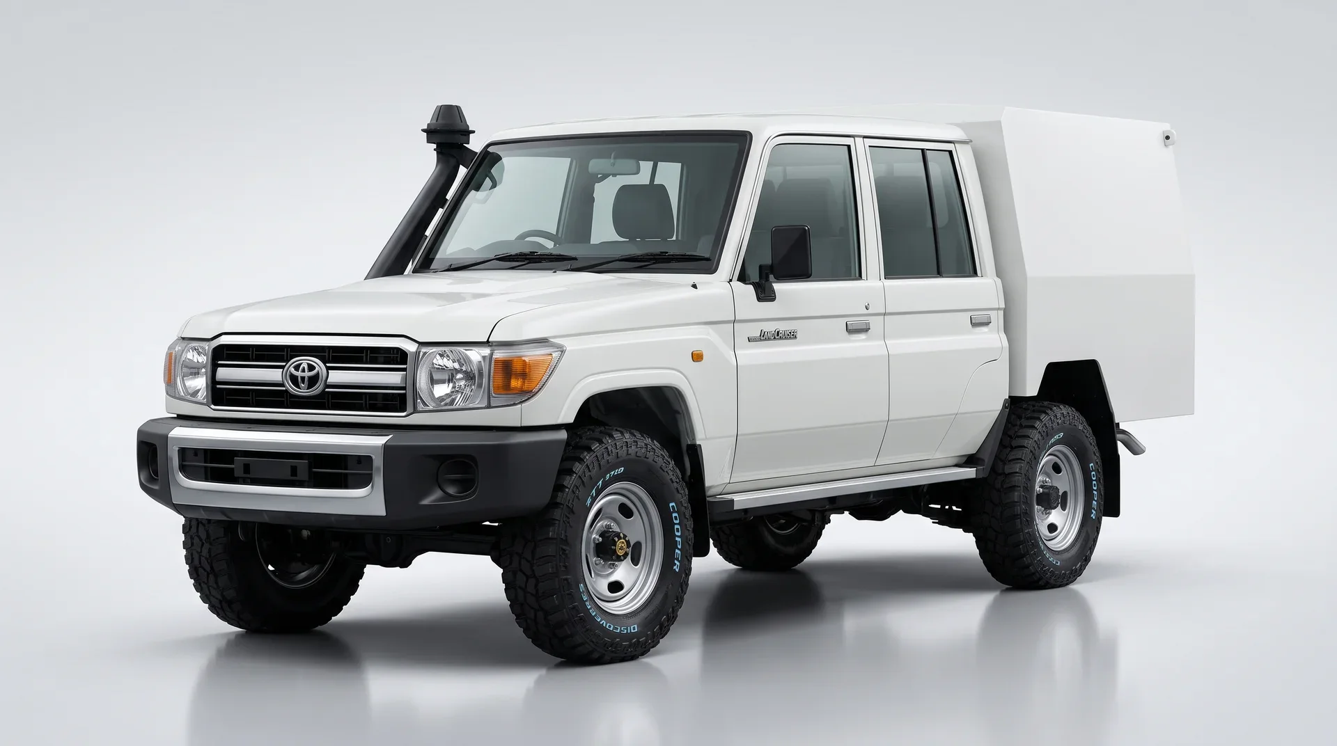 Pick-up Toyota Land Cruiser blindé, vue extérieure avant gauche